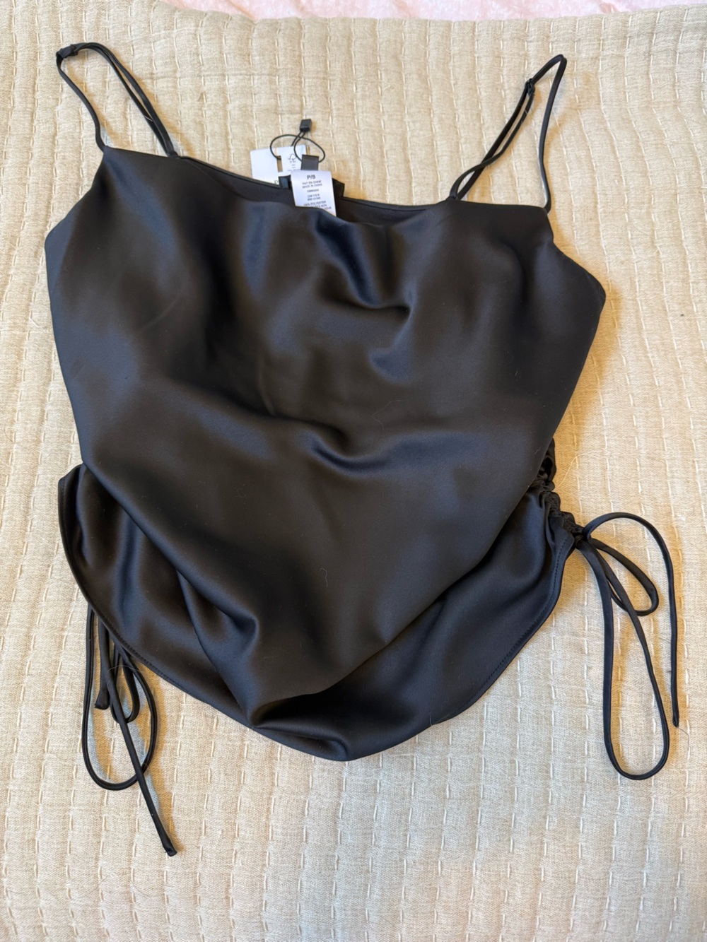 Dynamite Black Satin Cowl Neck Camisole Top